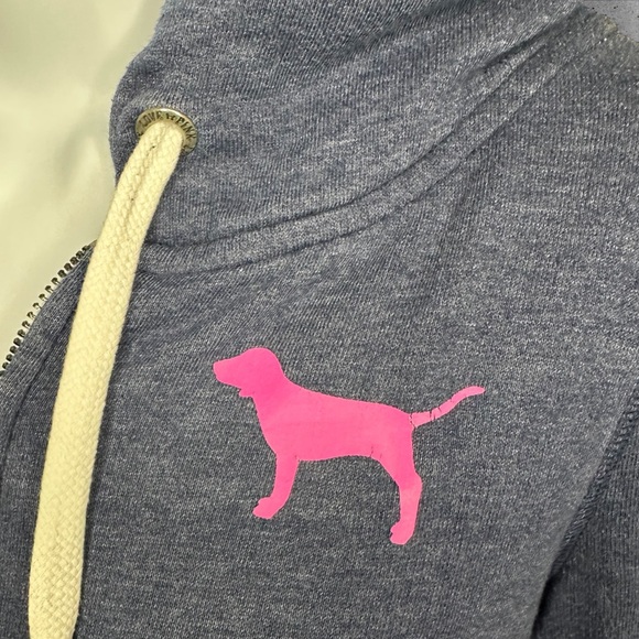 Victoria’s Secret Pink Love Pink Full Zip Navy Hoodie XS - Picture 2 of 8